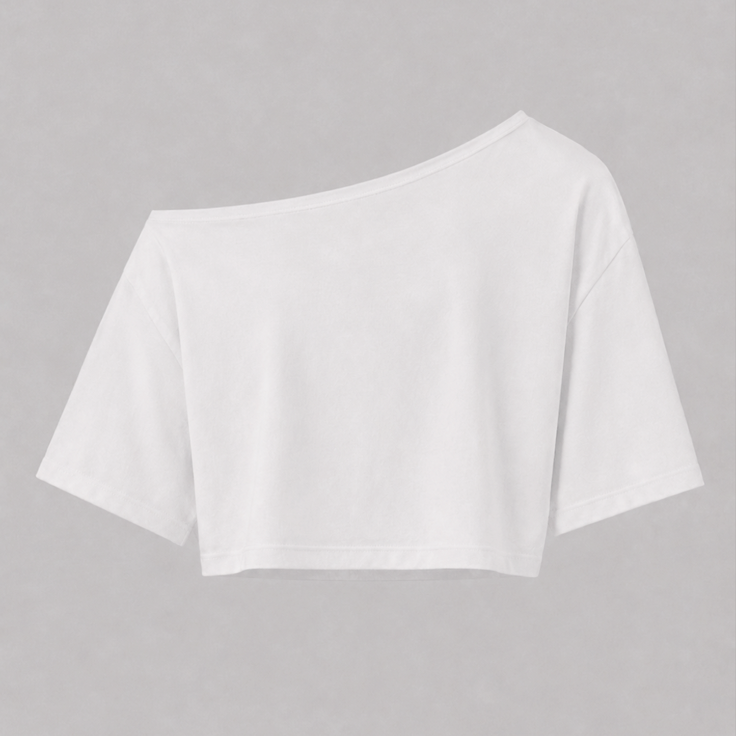 DELIA White Asymmetric Cropped T-Shirt