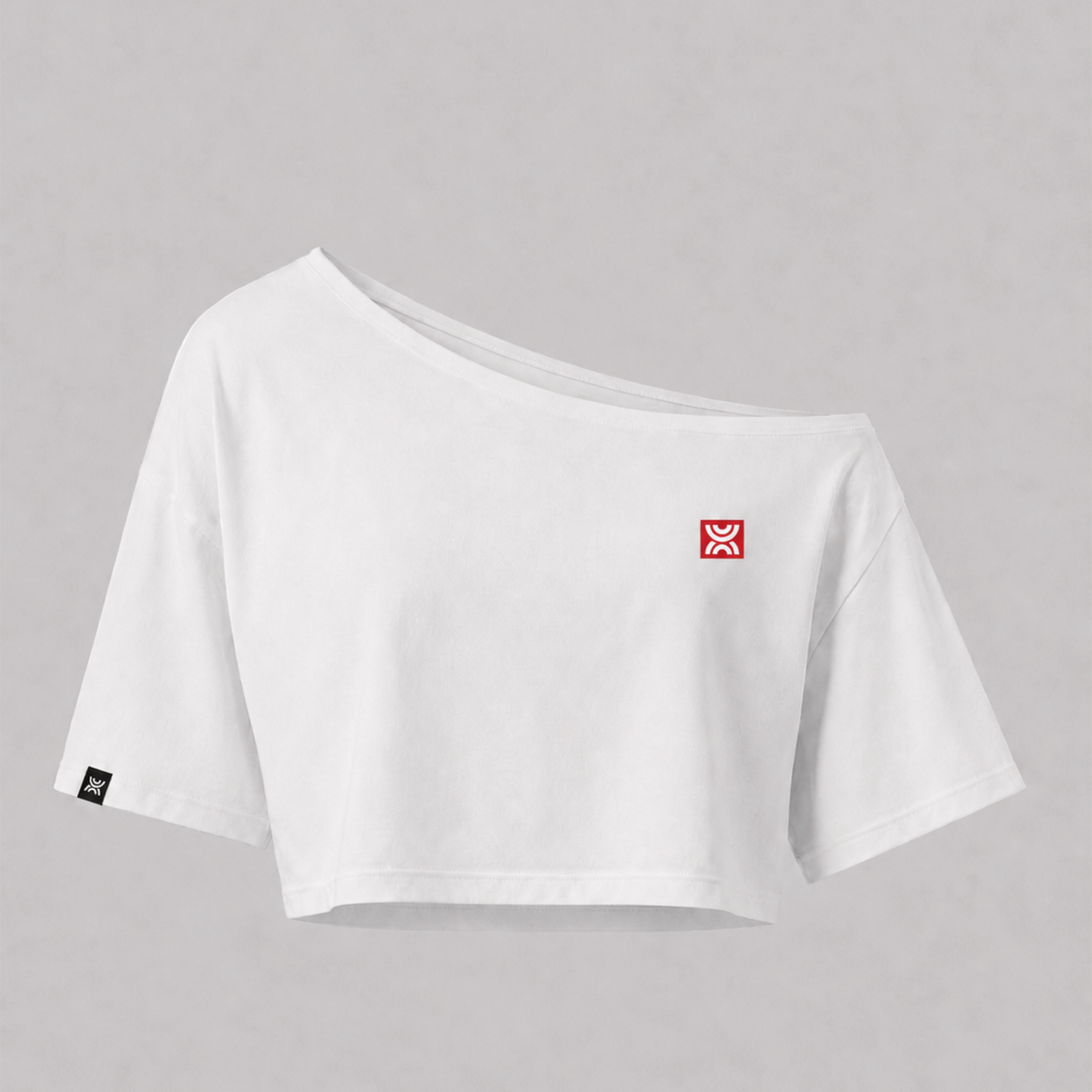 DELIA White Asymmetric Cropped T-Shirt