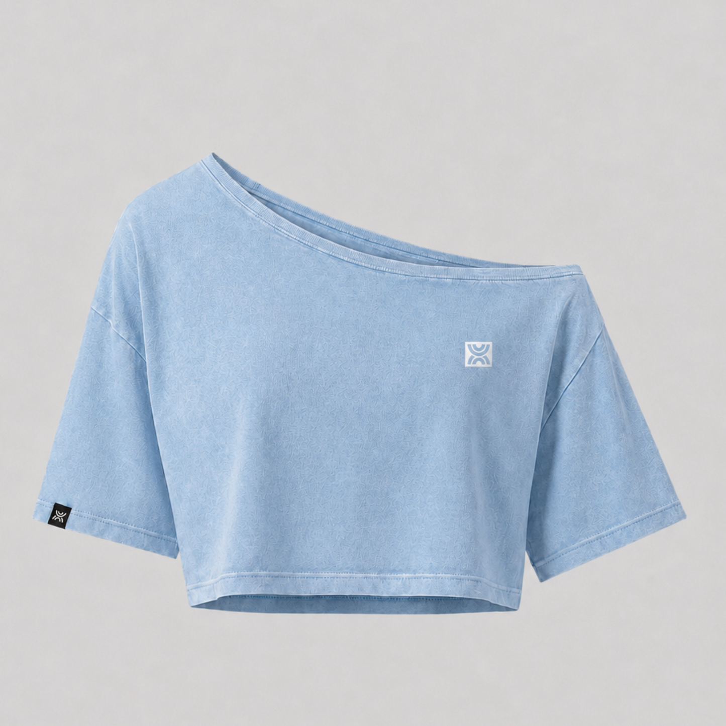 Camiseta Asimetrica cropped DELIA Celeste